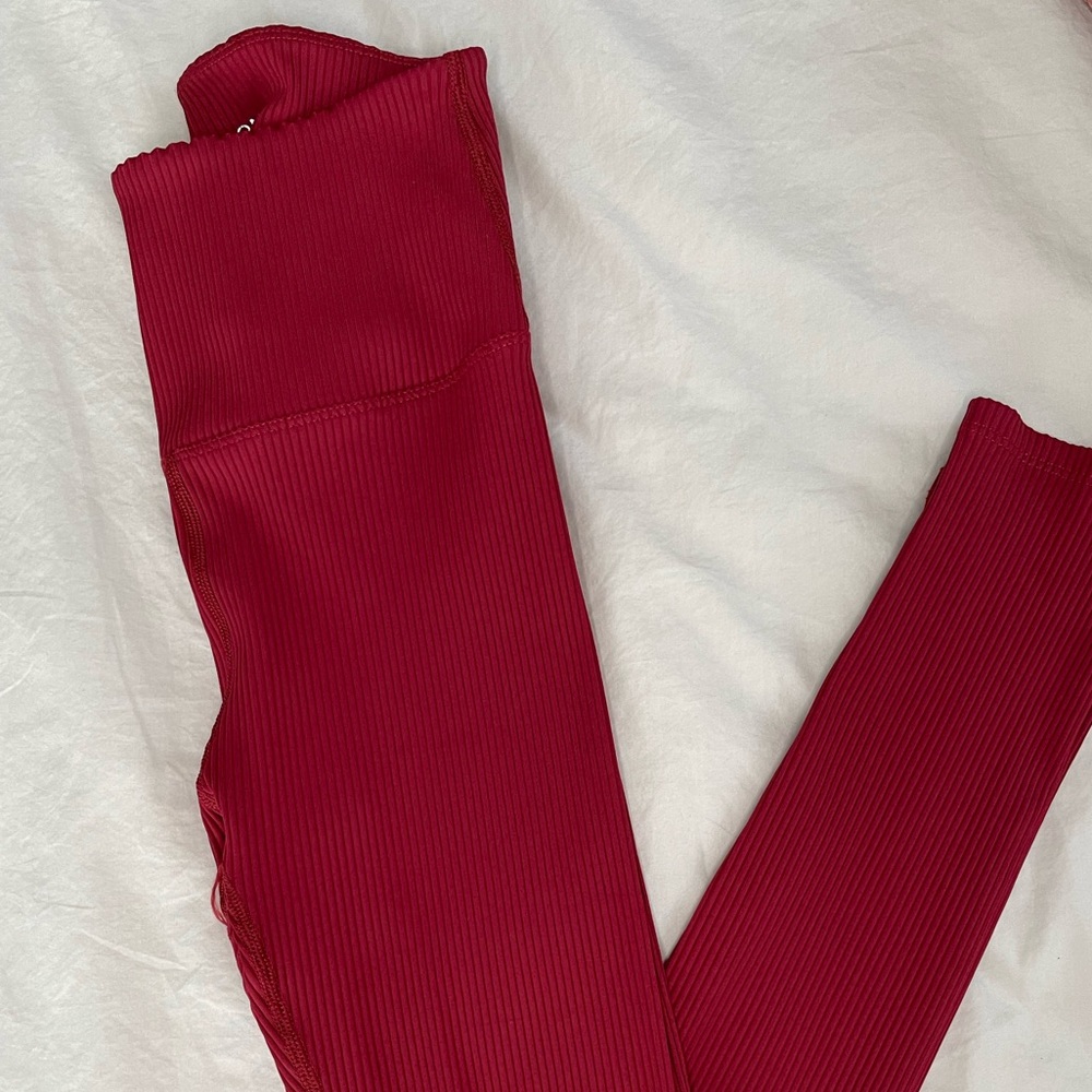 Carbon38 Ribbed Legging - Ruby Red - image 1